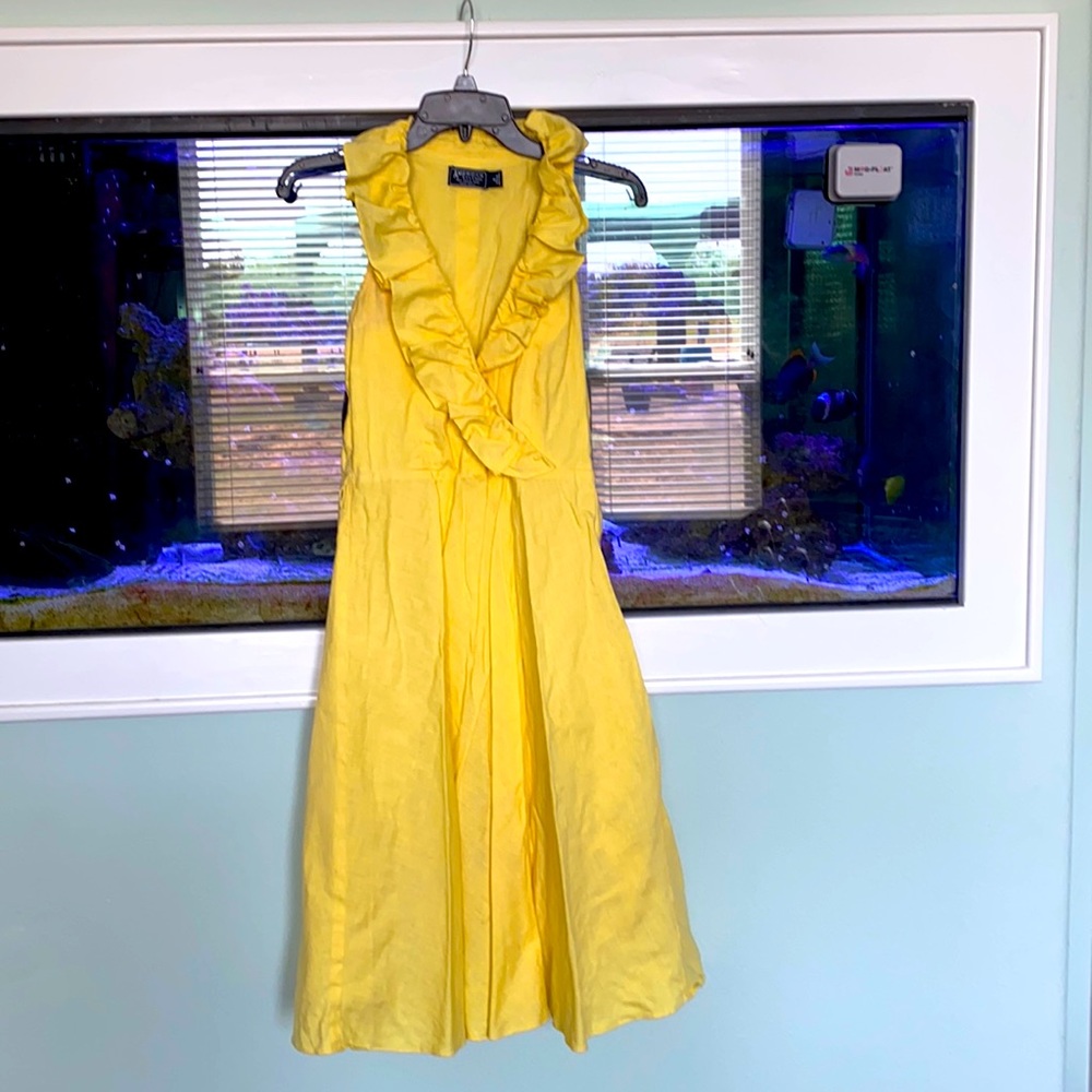 Yellow ruffle neck dress